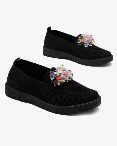 Royalfashion Schwarze Damen Halbschuhe mit Verzierungen Enweta