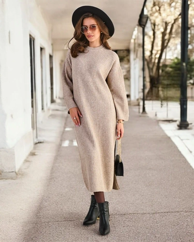 Royalfashion Damen langes Strickkleid