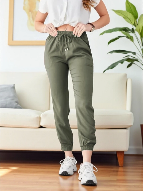 Штани Raffaello Khaki Довгі З Тканини Lyocell