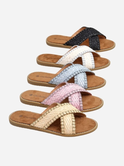 Royalfashion Damensandalen mit gewebten Riemen Bornes