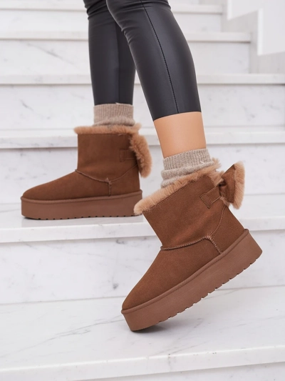 Royalfashion Damenstiefel a'la Schneestiefel in braun Goroggo