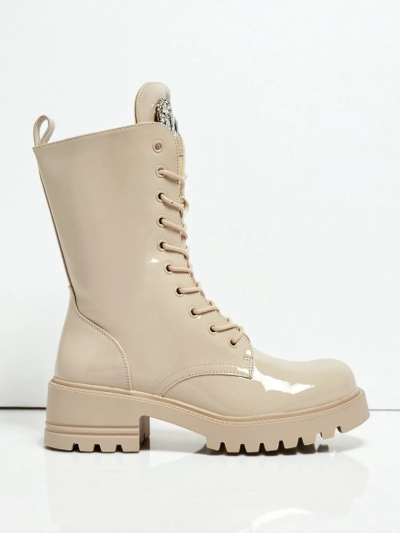 Lackierte Damenstiefeletten mit Schnürung Emelune