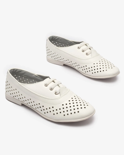 Weiße durchbrochene Mokassins für Kinder Janno- Footwear