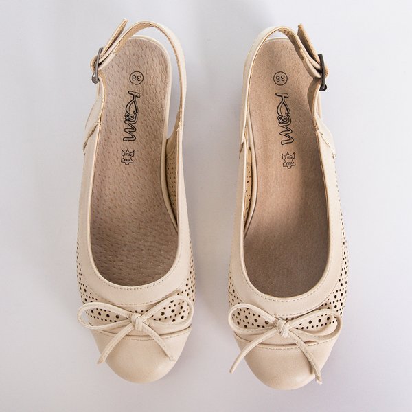 Beige Lecaone Damen-Sandaletten mit niedrigen Absätzen - Schuhe