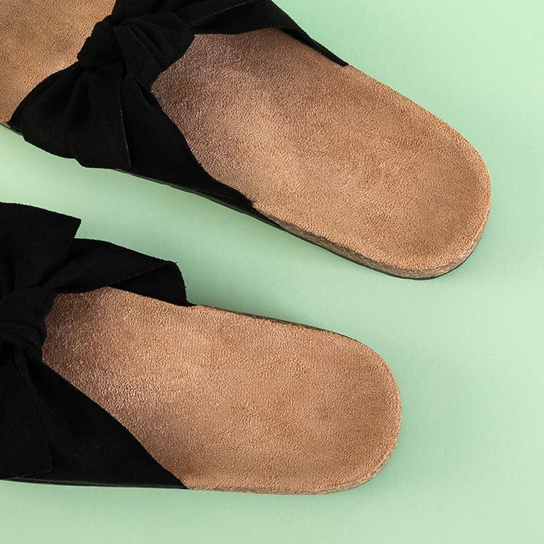 Schwarze Frauenschuhe mit Sonne und Spaßschleife - Schuhe