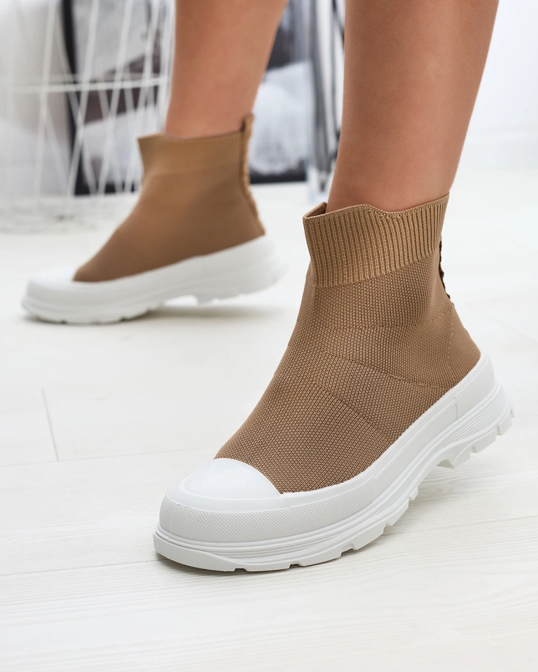 Hellbraune Damen Slipper hohe Sportschuhe a'la Sneakers Vertiks - Footwear