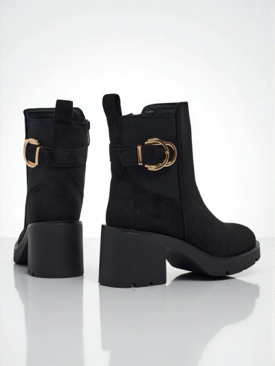 Damen Stiefeletten Solenya aus Wildlederimitat mit Blockabsatz