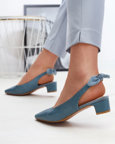 Blaue gefütterte Damenpumps mit Prägung und Schleife Olikasa - Footwear