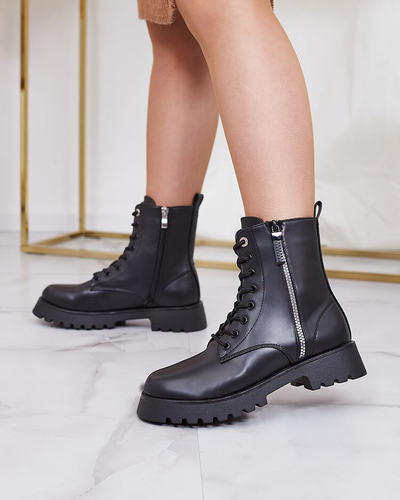 Royalfashion Schwarze Damen Baggerstiefel Basurb