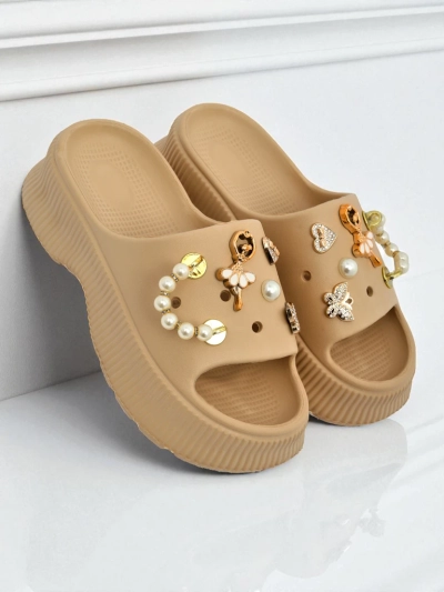 Royalfashion Damen-Gummisandalen mit Verzierungen Slash Glam
