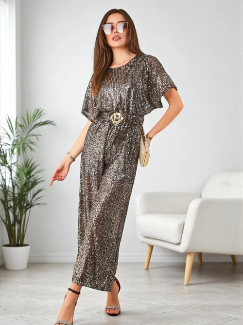 Royalfashion Довгий жіночий комбінезон з пайетками