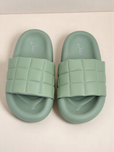 Royalfashion Damen Pantoletten mit flacher Sohle Quilt Walk