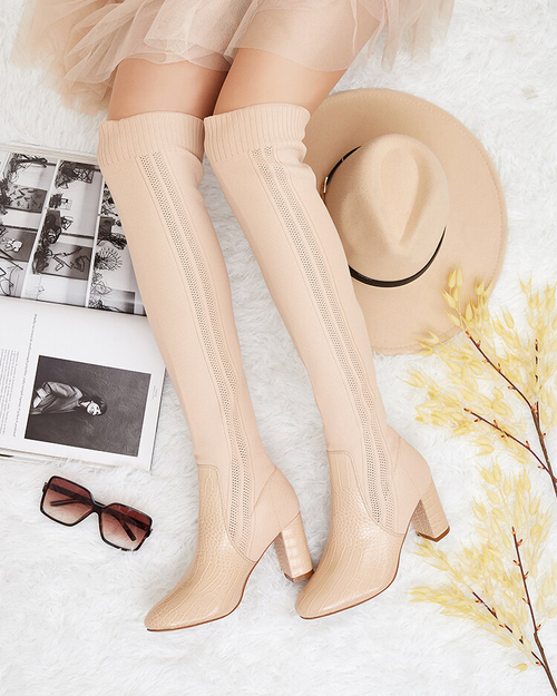 Royalfashion Жіночі чоботи-сліпони вище коліна Nolera