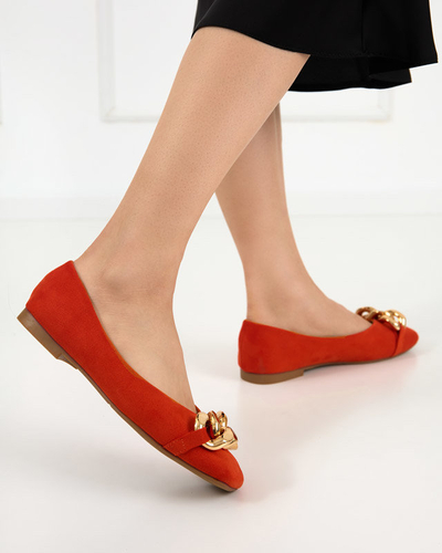OUTLET Damen-Ballerinas in Orange mit Caviene-Dekoration - Schuhe