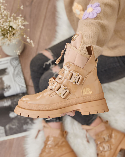Royalfashion Hellbraune Damen Baggerstiefel Hennobs