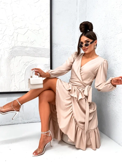 Royalfashion Damen Midi-Kleid mit Rüschen