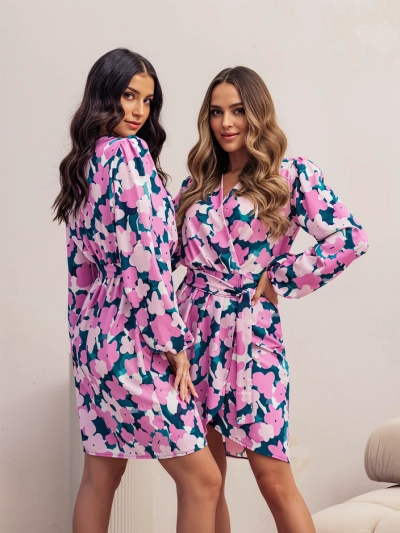 Royalfashion Damenknielanges Kleid mit floralen Muster