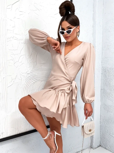 Royalfashion Damen Mini-Kleid mit Rüschen und Bindungen