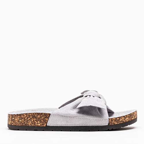 Сірі жіночі шльопанці з бантом Sun and Fun