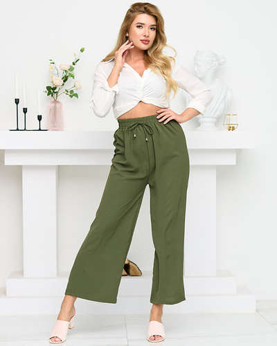 Weite Palazzo-Hose für Damen in Grün. Bekleidung