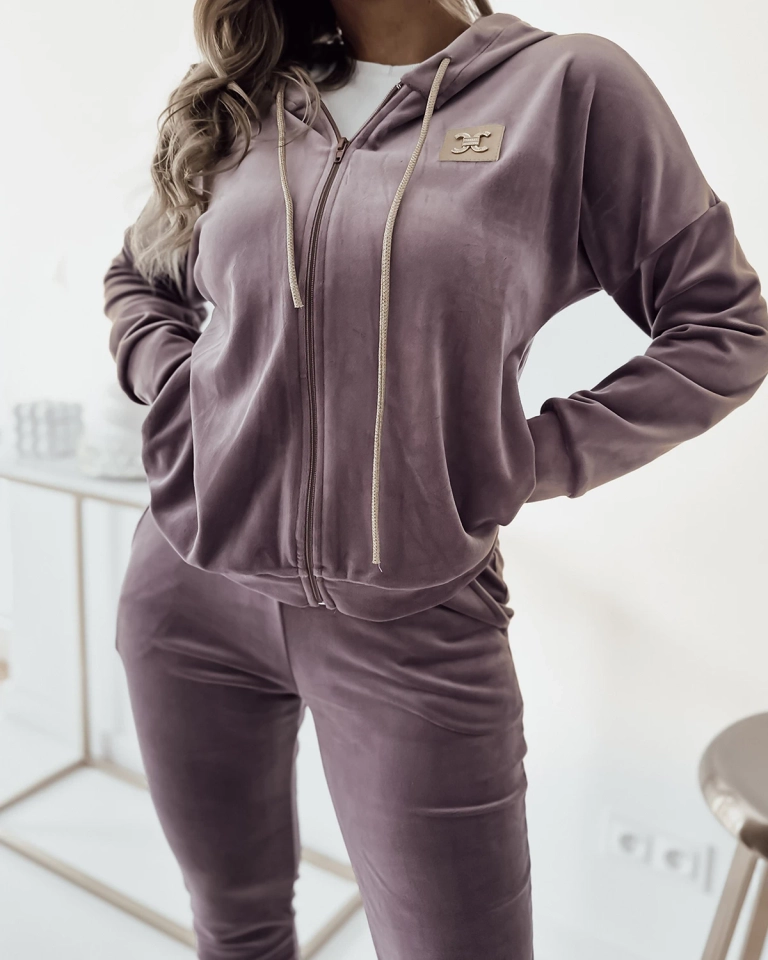 Royalfashion Lila Damen-Sweatshirt-Set mit Patch