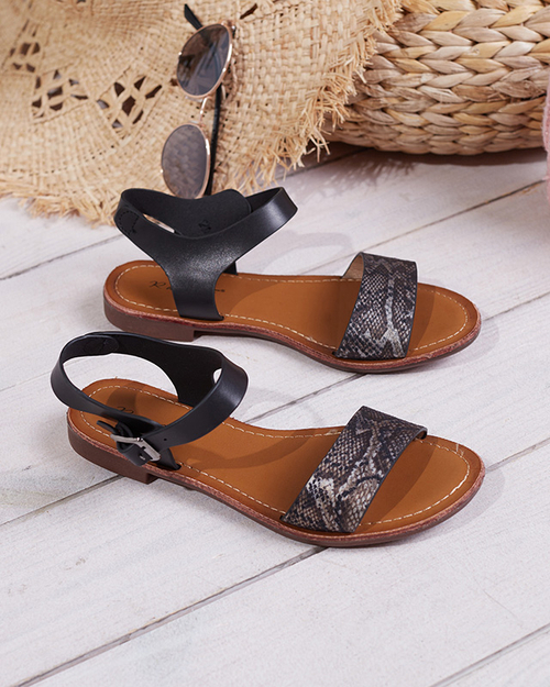 Босоніжки жіночі з чорним тисненням Xetera - Взуття