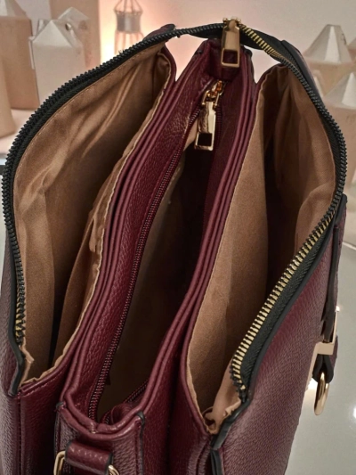 Burgunderrote Elena Handtasche aus Öko-Leder