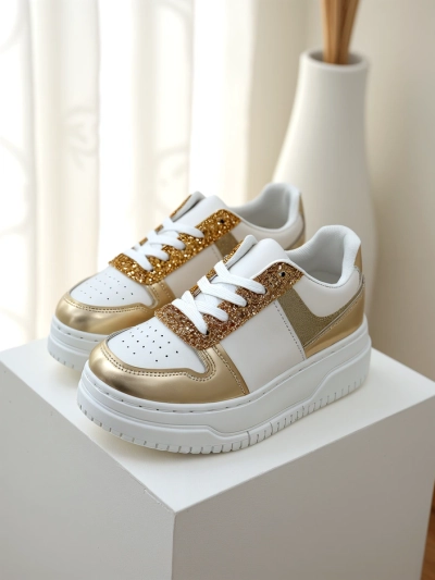 Royalfashion Damen Sneakers mit Glitter Qisofi