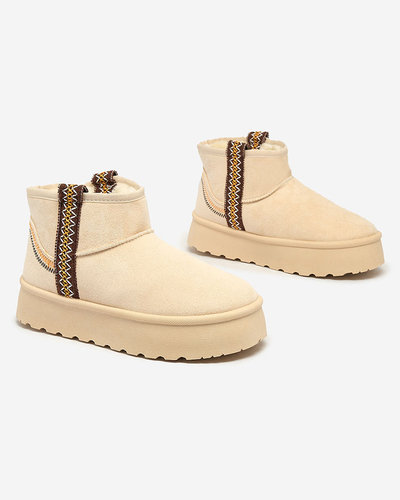 Royalfashion Damen Kurzstiefel a'la Schneestiefel mit Ornament Erititta