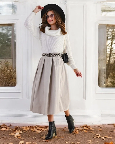 Royalfashion Damen-Midirock a' la Cord
