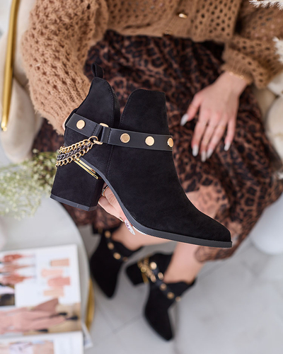 Royalfashion Schwarzer Damenstiefel mit niedrigem Schaft Straemas