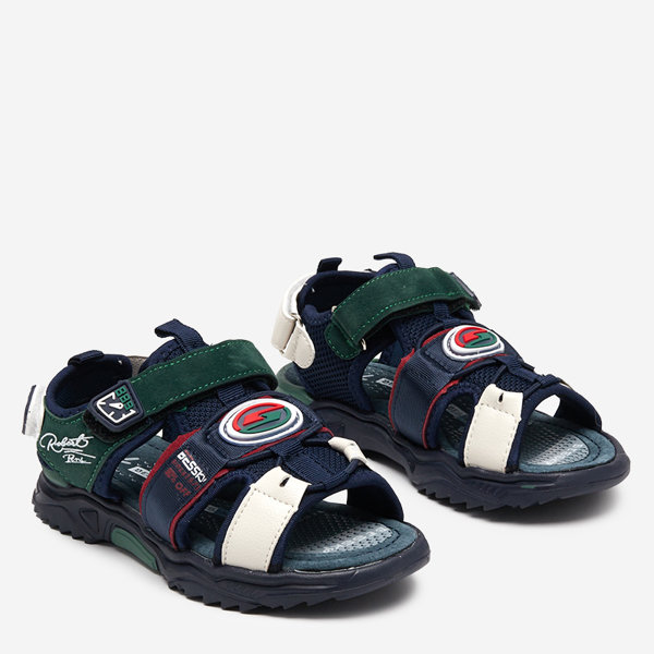 Marineblaue und grüne Jungensandalen mit Klettverschluss Roser-Footwear