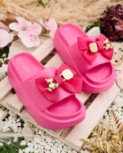 Royalfashion Damen-Gummi-Flip-Flops mit Zierschleife Apis