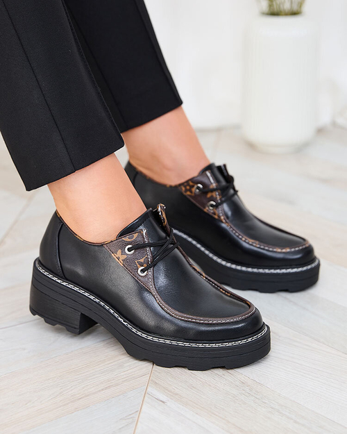 Royalfashion Чорні жіночі напівчеревики на суцільній підошві Dobbin