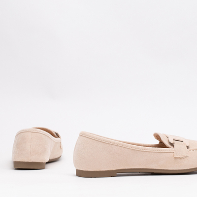 Жіночі еко-замшеві лофери світло-бежевого кольору Reiaka