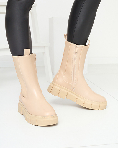 Damen Plateaustiefel in Beige Couell- Footwear