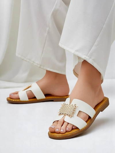 Royalfashion Damen-Slides mit Dekoration Crattes