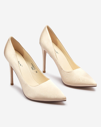 OUTLET Damen-Satin-Pumps auf einem höheren Stiletto in ecru Norija - Schuhe