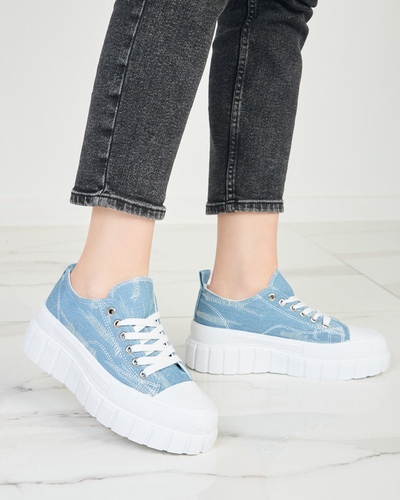 OUTLET Blaue Damen-Sneaker a'la Jeans auf der Resi-Plattform - Schuhe