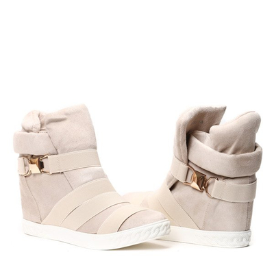 Beżowe sneakersy z ozdobnymi paskami - Obuwie