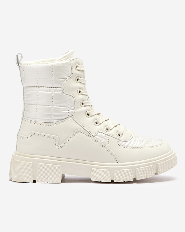 Calista Damen Schuhe Modische Flache Stiefeletten Creme