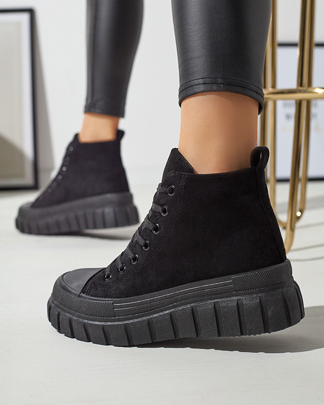 Schwarzer Damen-Schnürstiefel a'la sneakers Netara - Footwear