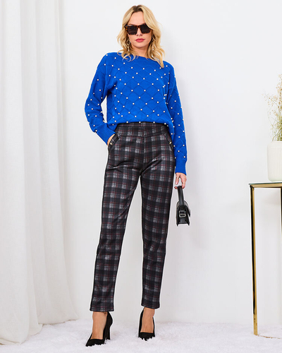 Royalfashion Grau-rote isolierte Karo-Treggings für Damen