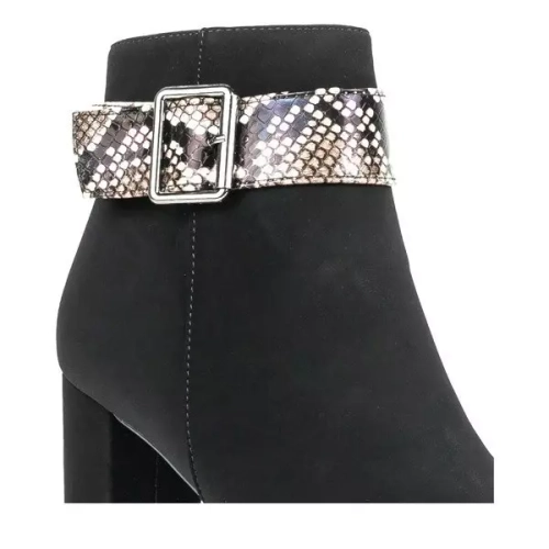 OUTLET Чорні ботильйони з пряжкою a'la зміїна шкіра Anya - Взуття