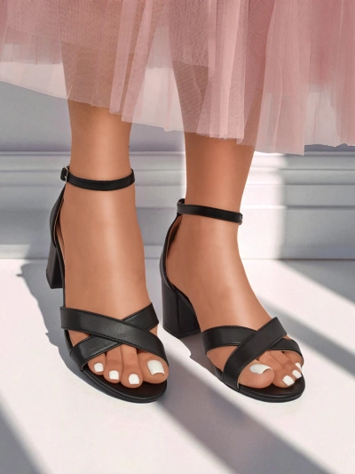 Royalfashion Damen Sandaletten mit Blockabsatz Eleganza Strap