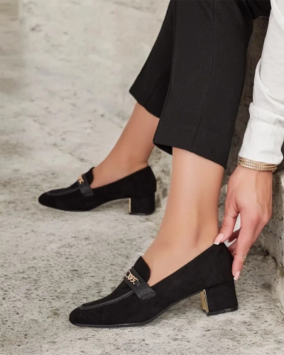 Royalfashion Elegante Damen Mokassins auf einem niedrigen Pfosten Oflem