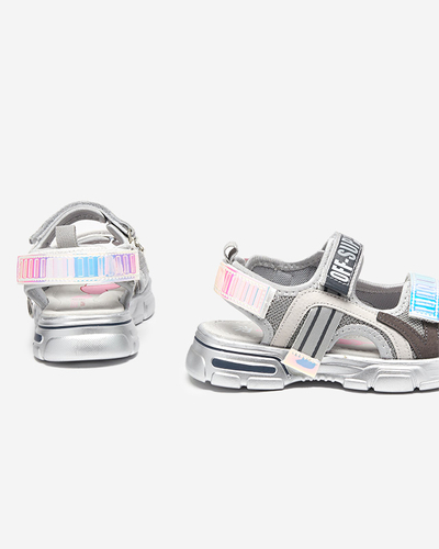 Graue Mädchensandalen mit holografischen Einsätzen von Heilol - Footwear