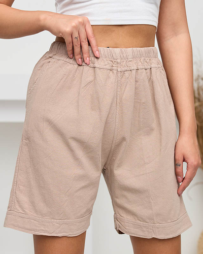 Damen-Shorts aus Baumwolle mit Taschen in Beige - Kleidung