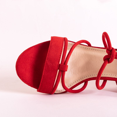 Rote Damensandalen mit Awrora-Bindung - Schuhe