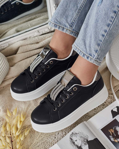 Royalfashion Damen sportliche Sneaker mit Zirkonen Jocix